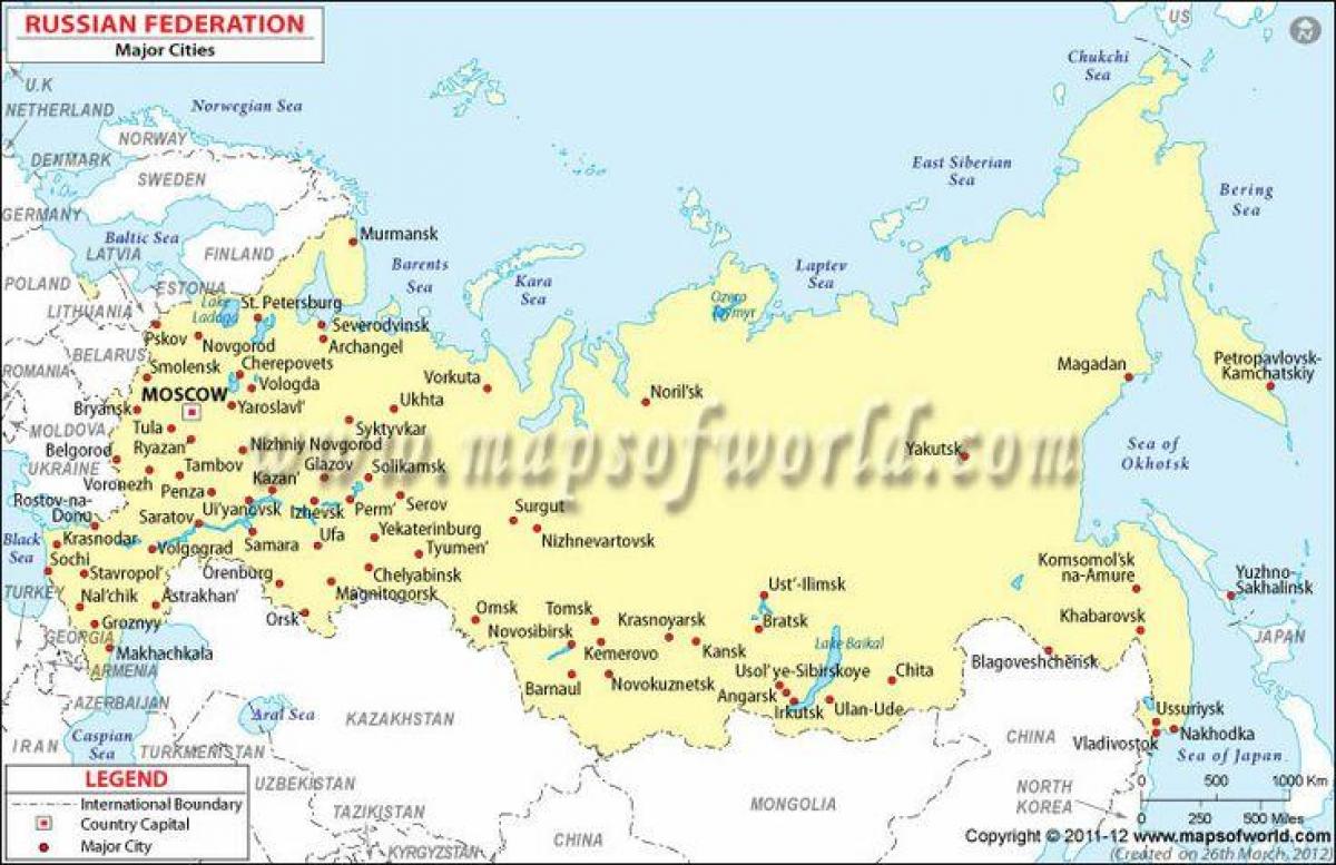 mapa de Rusia e cidades