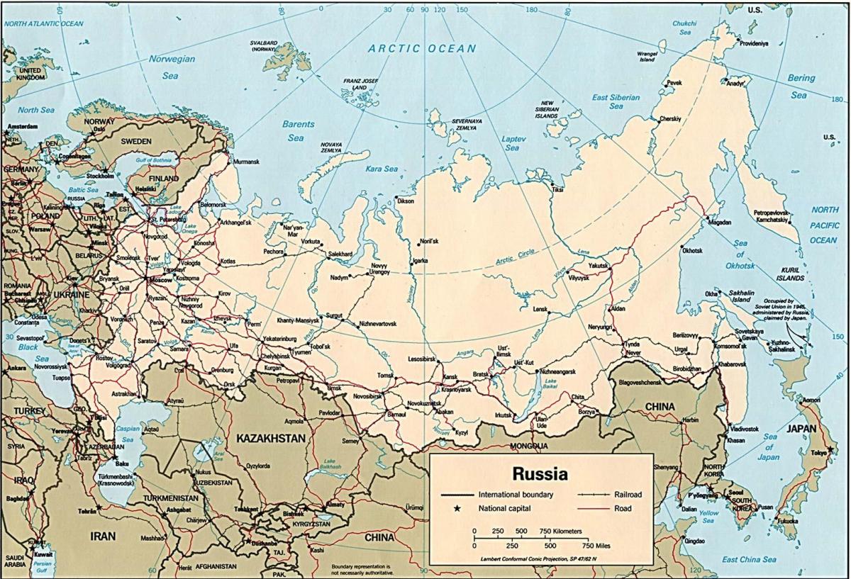 o mapa de Rusia