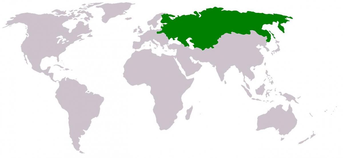 Rusia sobre un mapa do mundo